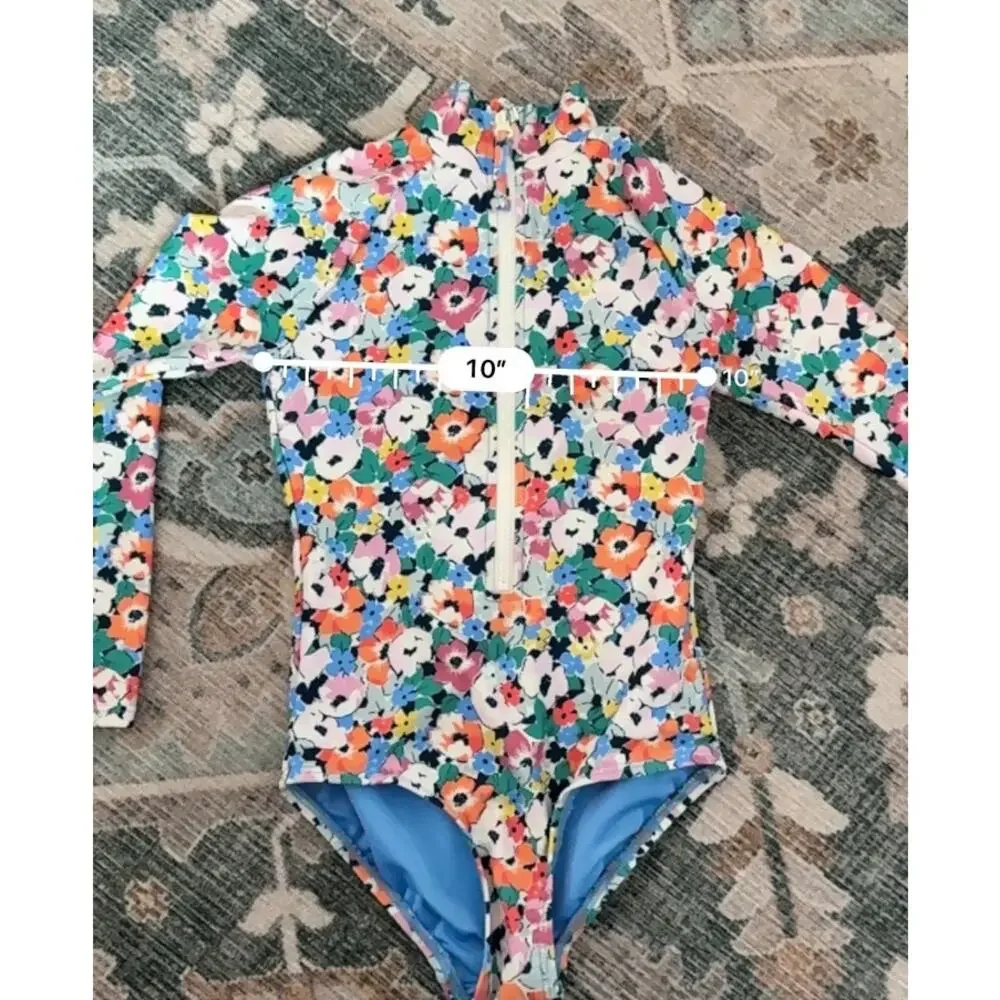 Gap Kids Girls Swimsuit XS 4 to 5 yo Floral Long Sleeve Rashguard Beach Swim